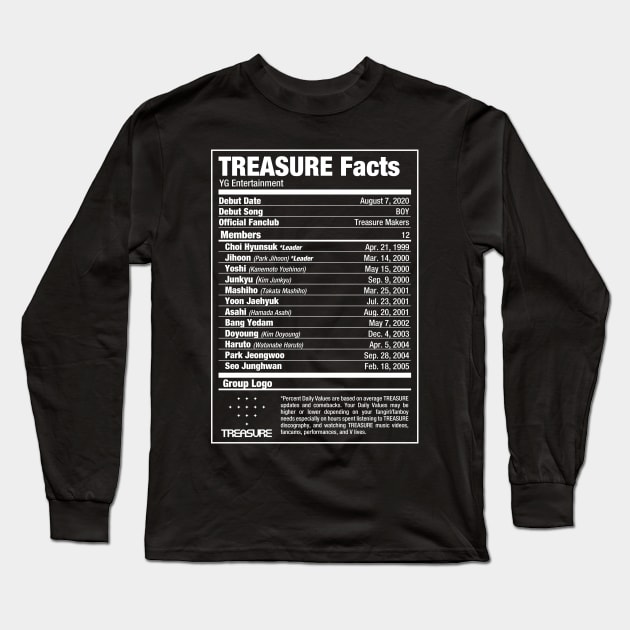 TREASURE Kpop Nutritional Facts 2 Long Sleeve T-Shirt by skeletonvenus